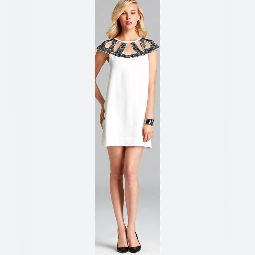 DIANE VON FURSTENBERG Cocktail Dress Black Crystals Achava Emb Sz 4 $698 Luxury
